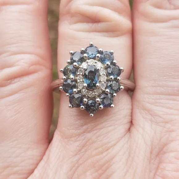 JTV Sapphire Cocktail Cluster Ring - Picture 5 of 10